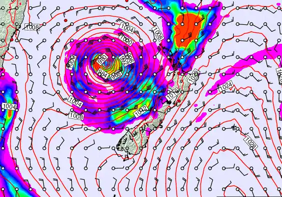 New Zealand forecast chart for Thursday, March 26th, 2026 at 6:00 AM