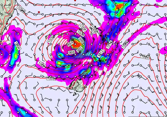 New Zealand forecast chart for Thursday, March 26th, 2026 at 6:00 PM