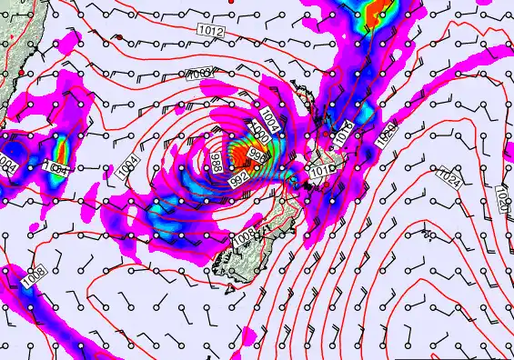 New Zealand forecast chart for Friday, March 27th, 2026 at 12:00 AM