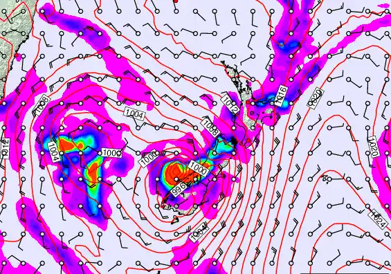 New Zealand forecast chart for Friday, March 27th, 2026 at 6:00 PM