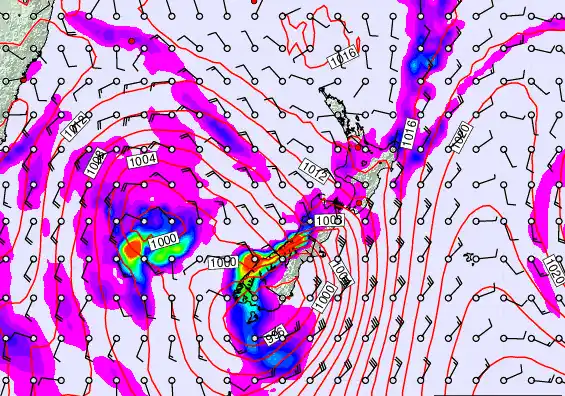 New Zealand forecast chart for Saturday, March 28th, 2026 at 12:00 AM