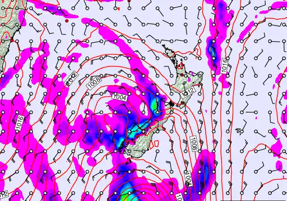 New Zealand forecast chart for Saturday, March 28th, 2026 at 12:00 PM