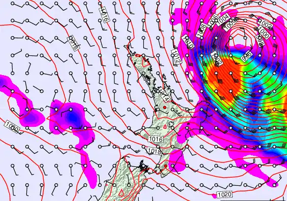 North Island forecast chart for Thursday, March 19th, 2026 at 12:00 AM