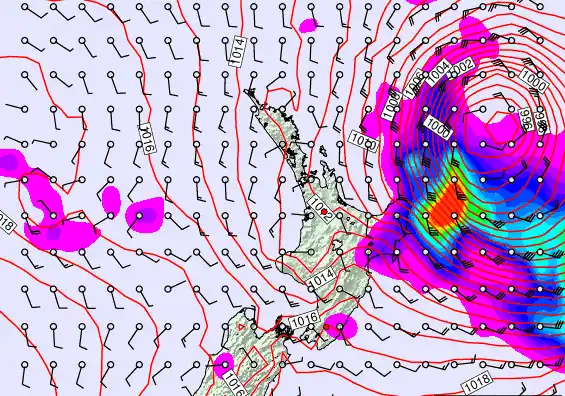 North Island forecast chart for Thursday, March 19th, 2026 at 6:00 AM