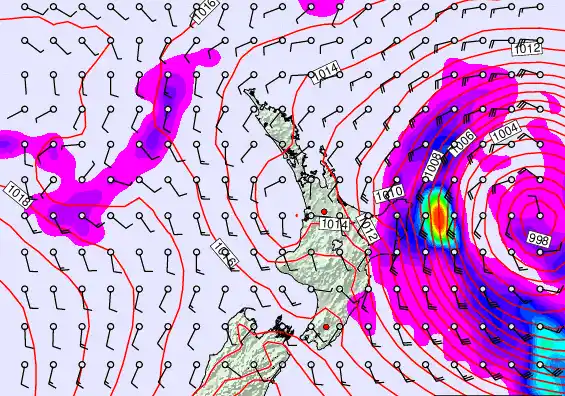 North Island forecast chart for Thursday, March 19th, 2026 at 6:00 PM