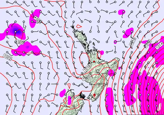 North Island forecast chart for Friday, March 20th, 2026 at 12:00 PM