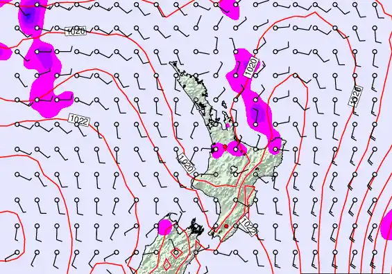 North Island forecast chart for Saturday, March 21st, 2026 at 6:00 AM
