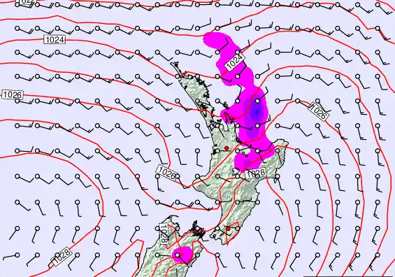 North Island forecast chart for Sunday, March 22nd, 2026 at 12:00 PM