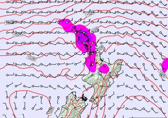 North Island forecast chart for Monday, March 23rd, 2026 at 6:00 AM