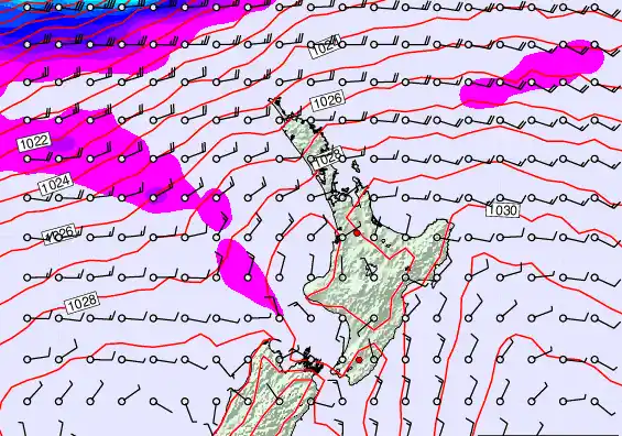 North Island forecast chart for Tuesday, March 24th, 2026 at 12:00 AM