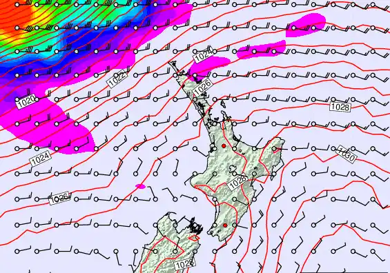 North Island forecast chart for Tuesday, March 24th, 2026 at 6:00 AM