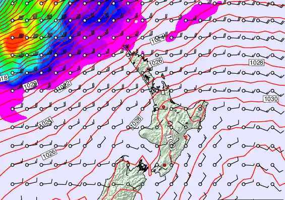 North Island forecast chart for Tuesday, March 24th, 2026 at 12:00 PM