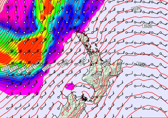 North Island forecast chart for Wednesday, March 25th, 2026 at 12:00 AM