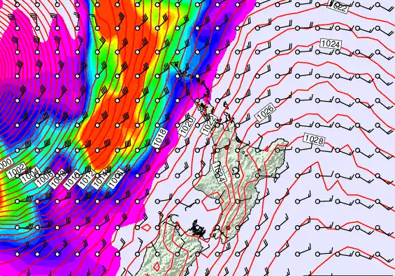 North Island forecast chart for Wednesday, March 25th, 2026 at 6:00 AM