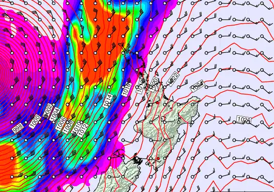 North Island forecast chart for Wednesday, March 25th, 2026 at 12:00 PM