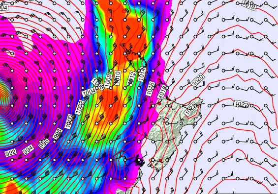North Island forecast chart for Wednesday, March 25th, 2026 at 6:00 PM