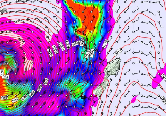 North Island forecast chart for Thursday, March 26th, 2026 at 12:00 AM