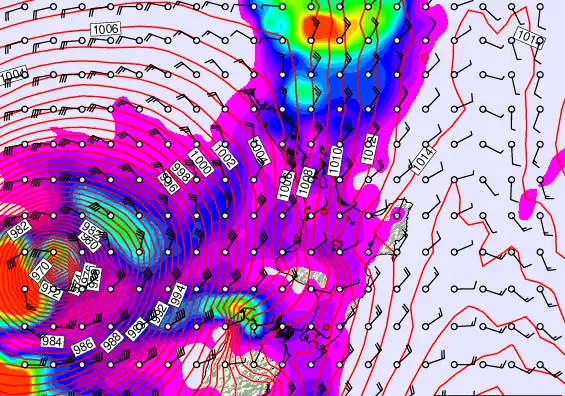 North Island forecast chart for Thursday, March 26th, 2026 at 6:00 AM