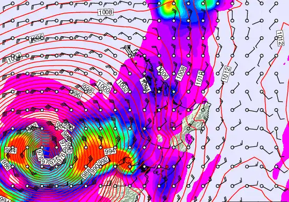 North Island forecast chart for Thursday, March 26th, 2026 at 12:00 PM