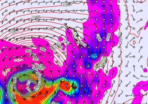 North Island forecast chart for Thursday, March 26th, 2026 at 6:00 PM