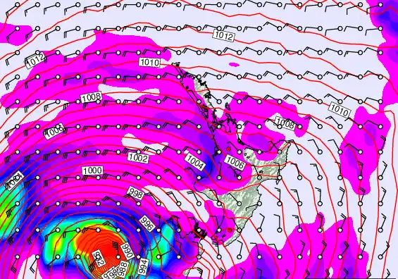 North Island forecast chart for Friday, March 27th, 2026 at 6:00 PM