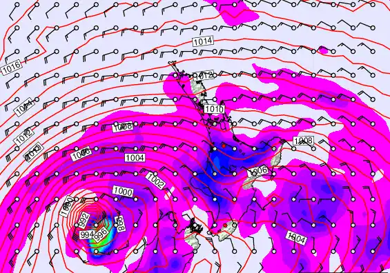 North Island forecast chart for Saturday, March 28th, 2026 at 6:00 AM