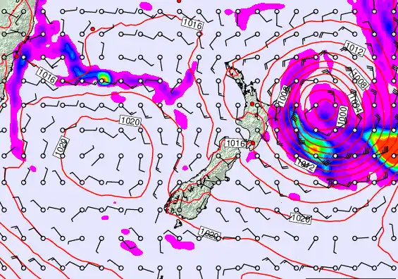 New Zealand forecast chart for Thursday, March 19th, 2026 at 6:00 PM