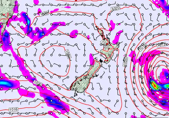 New Zealand forecast chart for Saturday, March 21st, 2026 at 12:00 AM