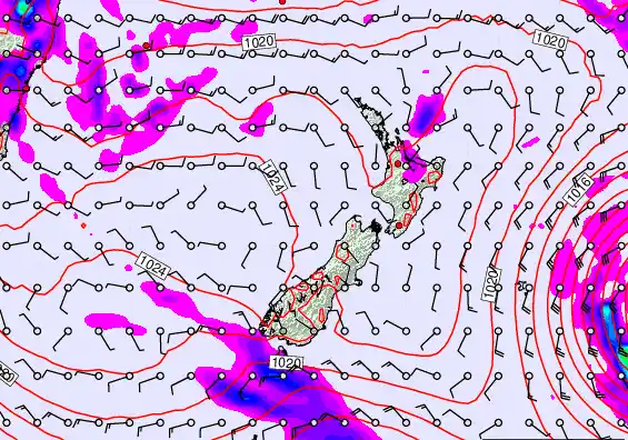 New Zealand forecast chart for Saturday, March 21st, 2026 at 12:00 PM