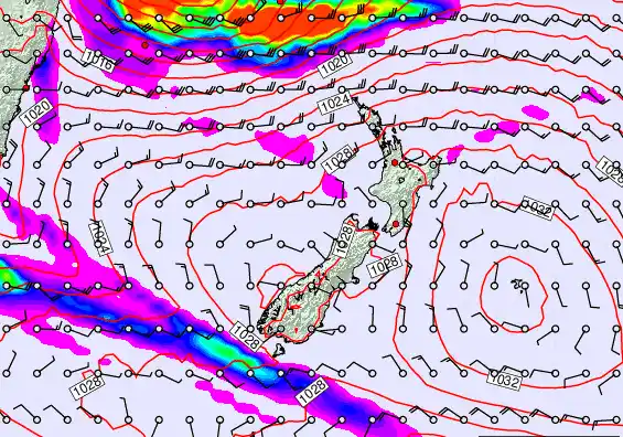 New Zealand forecast chart for Tuesday, March 24th, 2026 at 12:00 AM