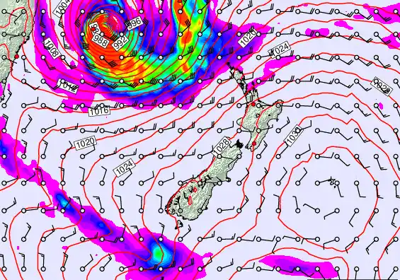 New Zealand forecast chart for Tuesday, March 24th, 2026 at 6:00 PM