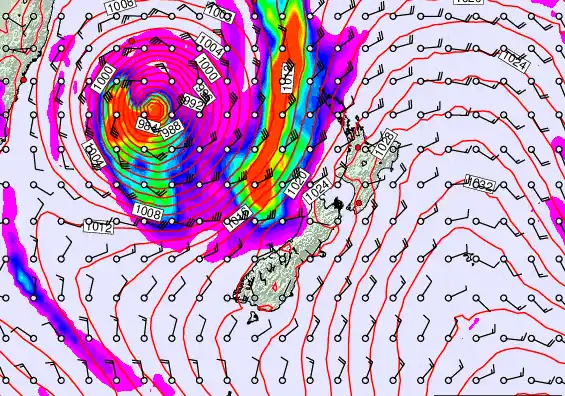 New Zealand forecast chart for Wednesday, March 25th, 2026 at 12:00 PM