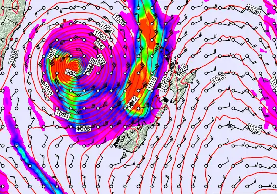 New Zealand forecast chart for Wednesday, March 25th, 2026 at 6:00 PM