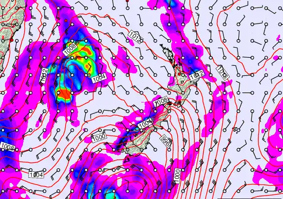 New Zealand forecast chart for Friday, March 27th, 2026 at 12:00 PM