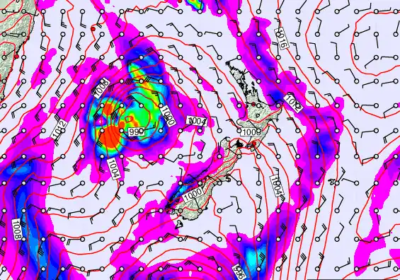 New Zealand forecast chart for Friday, March 27th, 2026 at 6:00 PM