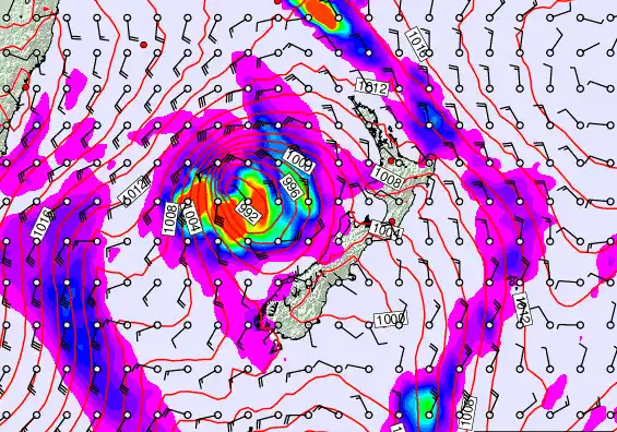 New Zealand forecast chart for Saturday, March 28th, 2026 at 12:00 AM