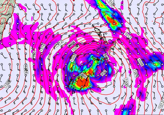 New Zealand forecast chart for Saturday, March 28th, 2026 at 12:00 PM