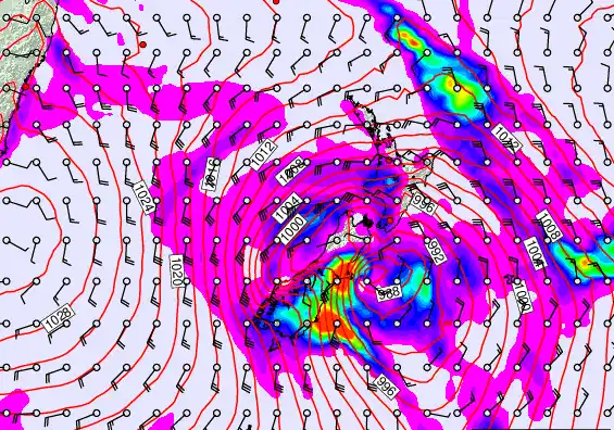 New Zealand forecast chart for Saturday, March 28th, 2026 at 6:00 PM