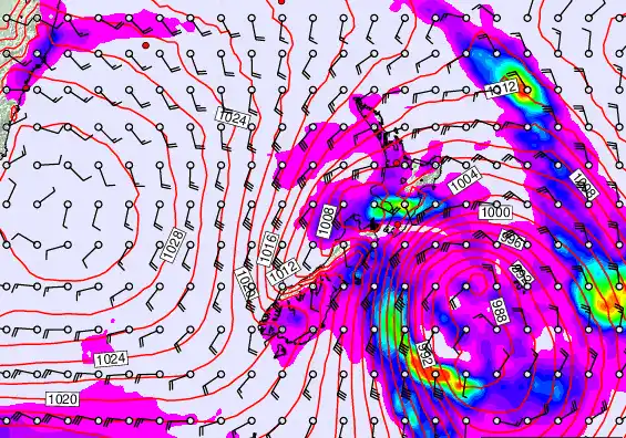 New Zealand forecast chart for Sunday, March 29th, 2026 at 6:00 AM