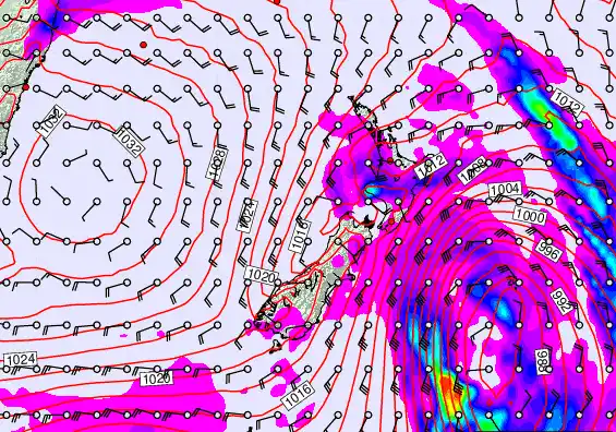 New Zealand forecast chart for Sunday, March 29th, 2026 at 12:00 PM