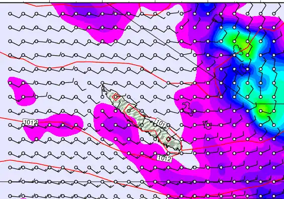 New Caledonia forecast chart for Friday, March 20th, 2026 at 12:00 PM