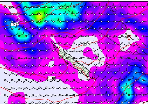 New Caledonia forecast chart for Sunday, March 22nd, 2026 at 12:00 PM