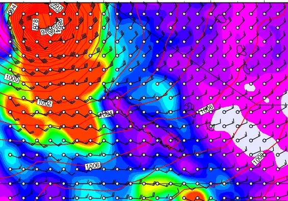 New Caledonia forecast chart for Monday, March 23rd, 2026 at 6:00 AM