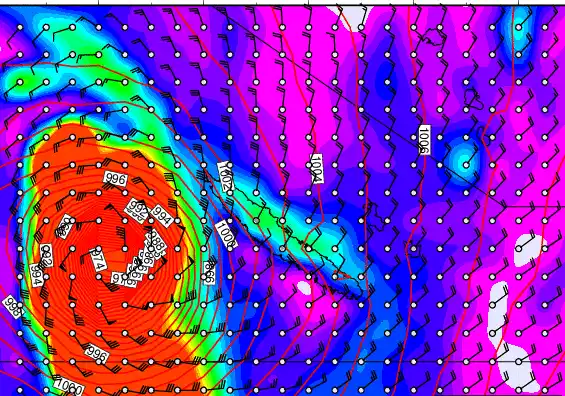 New Caledonia forecast chart for Monday, March 23rd, 2026 at 6:00 PM