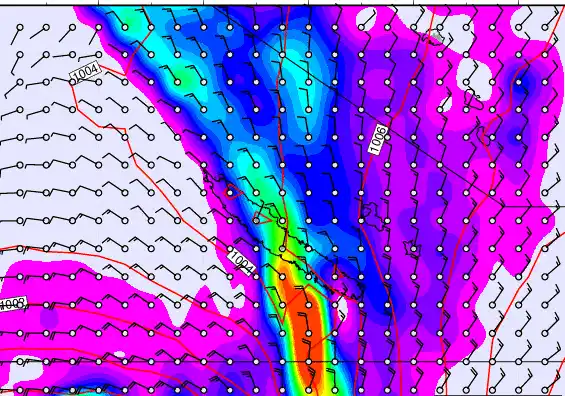 New Caledonia forecast chart for Tuesday, March 24th, 2026 at 6:00 AM