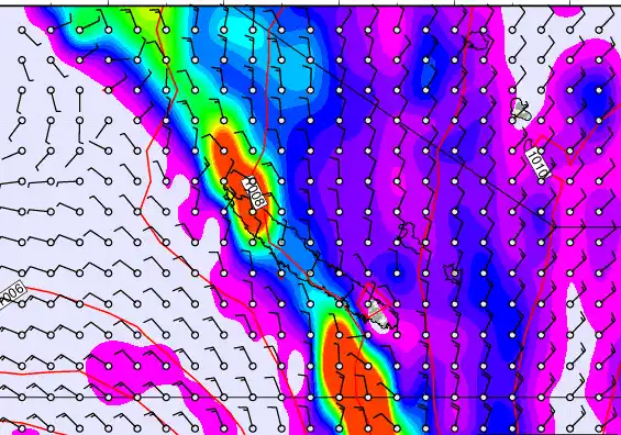 New Caledonia forecast chart for Tuesday, March 24th, 2026 at 12:00 PM
