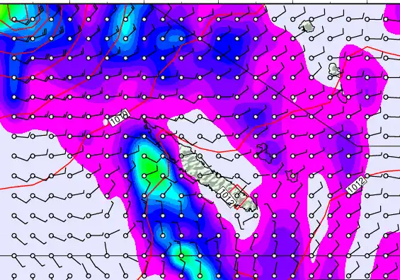 New Caledonia forecast chart for Wednesday, March 25th, 2026 at 12:00 PM