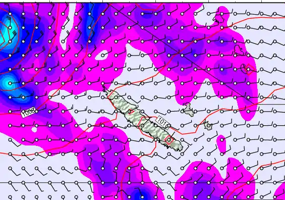 New Caledonia forecast chart for Wednesday, March 25th, 2026 at 6:00 PM