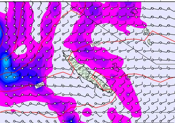 New Caledonia forecast chart for Thursday, March 26th, 2026 at 12:00 AM