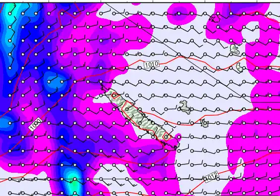 New Caledonia forecast chart for Thursday, March 26th, 2026 at 12:00 PM